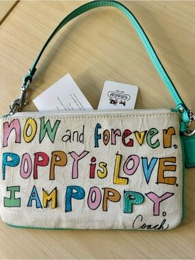 Coach Poppy Large Wristlet Poppy Is Love NWT